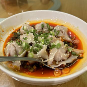 Jeng Chi - Pork Wonton in Hot Spicy Sauce (8) - Bakeries Near Me - Dallas, Texas Jeng Chi - Pork Wonton in Hot Spicy Sauce (8) - Bakeries Near Me - Dallas, Texas