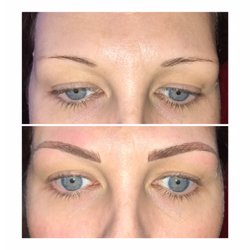 Shape Up Brow Studio - Before and after microbladed eyebrows.