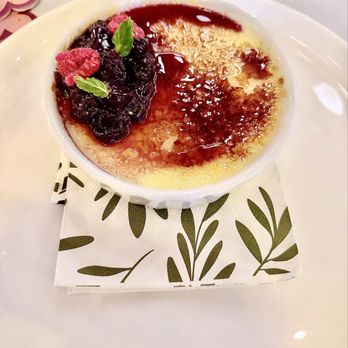 Max’s Sister - Lemon crème brûlée with blueberry. - French Near Me - San Antonio, Texas