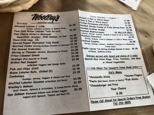 Menu photo 1 Woolley's Seafood House Restaurant Howell, NJ Menu photo 1 Woolley's Seafood House Restaurant Howell, NJ
