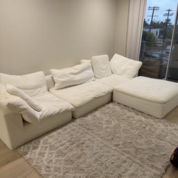 Cream color sectional that hadn't been cleaned in years is now noticeably cleaner. Cream color sectional that hadn't been cleaned in years is now noticeably cleaner.