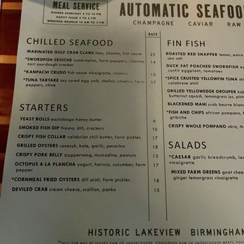 Automatic Seafood and Oysters - Menu - Seafood Near Me - Birmingham, Alabama Automatic Seafood and Oysters - Menu - Seafood Near Me - Birmingham, Alabama