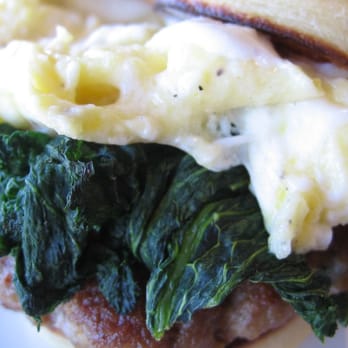Toast - Yes A Different Slider Roll: Breakfast Sliders with Housemade Brioche & House Ground Sausage & Mustard Greens. - New American Near Me - Portland, Oregon