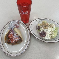 Leo's Coney Island - Gyro and mini Greek salad