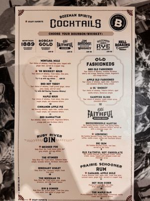 Menu photo 2 Bozeman Spirits Bozeman, MT