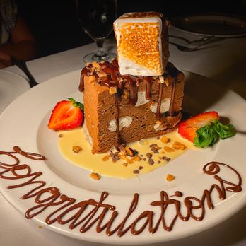 Pappas Bros. Steakhouse - Milk Chocolate Mousse & Toasted Marshmallow with dark chocolate ganache, toffee pieces & vanilla-malt sauce 18.00 - Steakhouses Near Me - Houston, Texas
