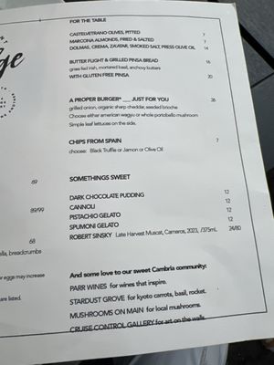 Menu photo 3 Brydge Restaurant Cambria, CA