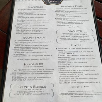 Plum Pt Bistro - Menu - Italian Near Me - North Kingstown, Rhode Island