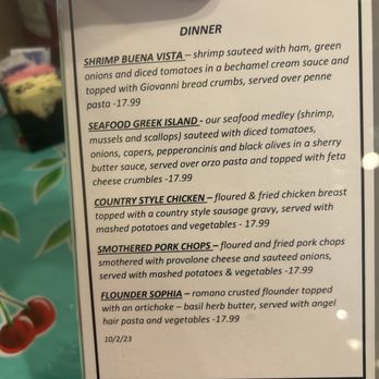 Ned's Southside Kitchen - Specials menu on the table - New American Near Me - Saint Augustine, Florida