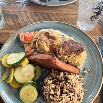 The Shark on the Harbor - Crab cakes, rice, amazing cornbread, fresh veggies - Seafood Near Me - Ocean City, Maryland