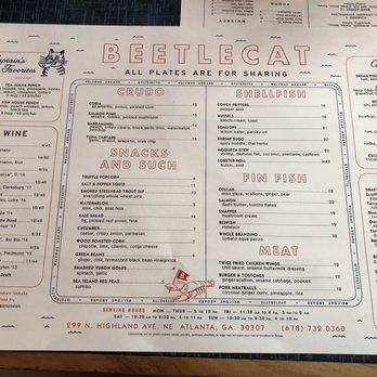 BeetleCat - Menu - Seafood Near Me - Atlanta, Georgia BeetleCat - Menu - Seafood Near Me - Atlanta, Georgia