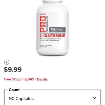GNC - screen shot of the bottle (properformance L-glutamine 1500) price online? 9.99$) - Health Markets Near Me - North Reading, Massachusetts GNC - screen shot of the bottle (properformance L-glutamine 1500) price online? 9.99$) - Health Markets Near Me - North Reading, Massachusetts