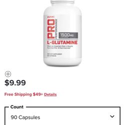 GNC - Screen shot of the bottle (properformance L-glutamine 1500) price online? 9.99$)