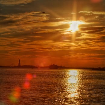 Brooklyn Bridge Park - Awesome sunset; looking towards the Statue of Liberty - Parks Near Me - Brooklyn, New York