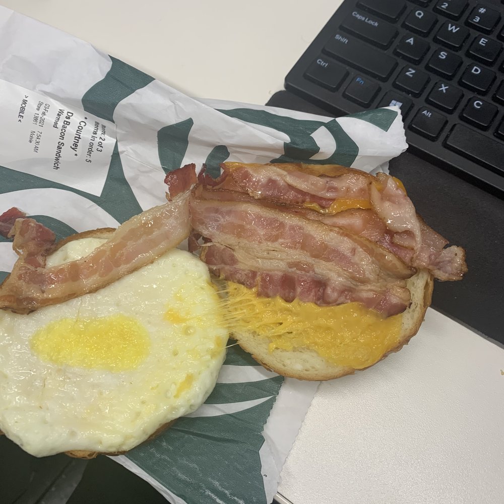 Starbucks - a bacon and egg sandwich on a bun - Coffee & Tea Near Me - Upper Arlington, Ohio Starbucks - a bacon and egg sandwich on a bun - Coffee & Tea Near Me - Upper Arlington, Ohio