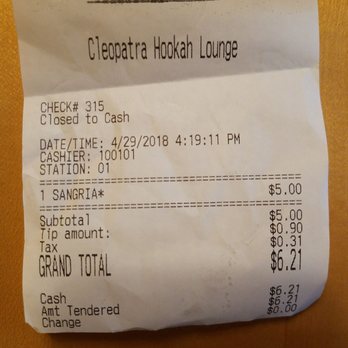 Cleopatra Hookah Lounge - Undeserved tips automatically added to your bill!! - Hookah Bars Near Me - Orlando, Florida