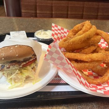 Paul's Place - turkey burger with wheat bun, onion rings, and ranch - Diners Near Me - Anaheim, California Paul's Place - turkey burger with wheat bun, onion rings, and ranch - Diners Near Me - Anaheim, California