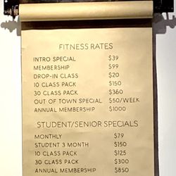 Brick Canvas Fitness - Yoga rates