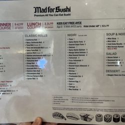 Mad For Sushi - Menu