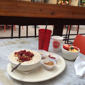 Jo's Coffee Downtown - So simple. Just what I wanted. Oatmeal, soy milk, and fresh fruit, all together a little over 9$. - Coffee & Tea Near Me - Austin, Texas Jo's Coffee Downtown - So simple. Just what I wanted. Oatmeal, soy milk, and fresh fruit, all together a little over 9$. - Coffee & Tea Near Me - Austin, Texas