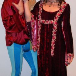 Pegasus Performances - Thread of Murder © - a Medieval Themed Comic Mystery, Hugh kisses Purdy's hand