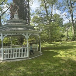 Canby Grove Park - The gazebo w seating. There is an electrical outlet on the gazebo but I did not test to see if it actually works.