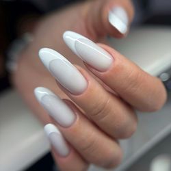 Russian e-file manicure + French design. Clean, long-lasting results. Hollywood, FL.