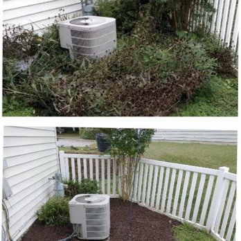 All About Landscaping - Simple yard clean up around ac unit before/after - Landscaping Near Me