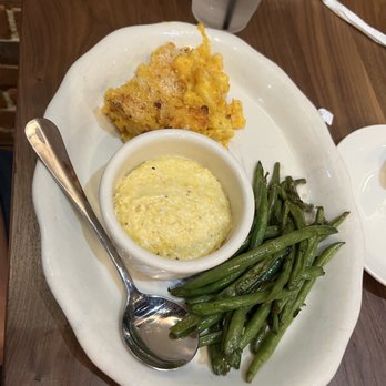 Tupelo Honey Southern Kitchen & Bar - Kids meal: 3 sides make an entree - Heirloom Grits w/ Goat Cheese, Baked Mac & Cheese and Butter & Basil Green Beans - Breakfast & Brunch Near Me - Chattanooga, Tennessee