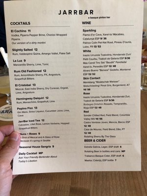 Menu photo 3 JarrBar Seattle, WA