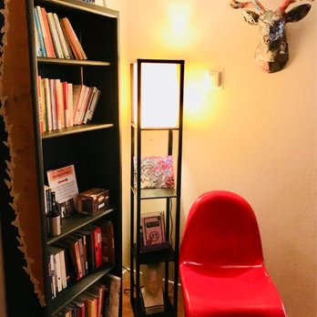 Helena McMahon, LMFT - A corner of our very artsy, beautiful & super comfortable waiting area-we even have a lending library!! - Counseling & Mental Health Near Me - San Francisco, California Helena McMahon, LMFT - A corner of our very artsy, beautiful & super comfortable waiting area-we even have a lending library!! - Counseling & Mental Health Near Me - San Francisco, California