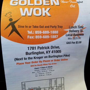 Golden Wok - a roll of paper with a sticker on it - Chinese Near Me - Burlington, Kentucky Golden Wok - a roll of paper with a sticker on it - Chinese Near Me - Burlington, Kentucky
