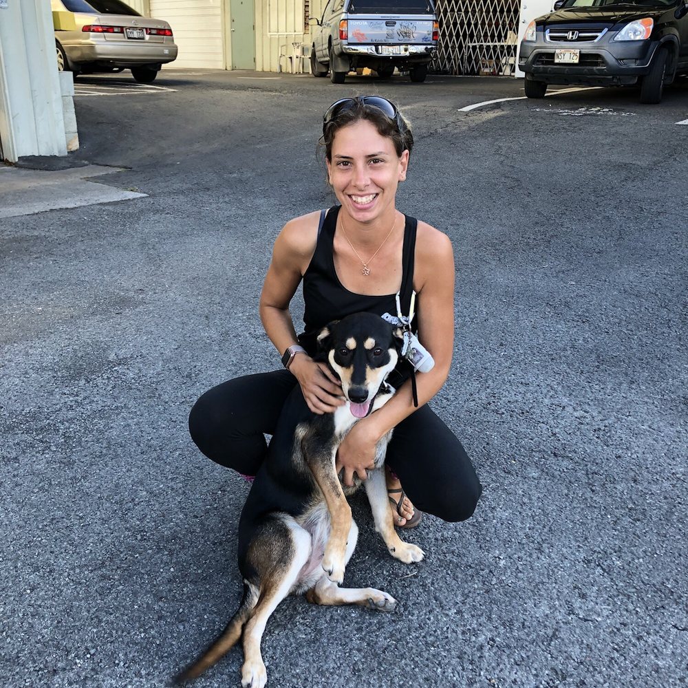 Makana with Amie, her trainer. Makana with Amie, her trainer.