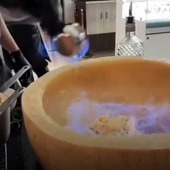 19seventy - Wheel of cheese where they prepare the homemade pasta - Italian Near Me - Whittier, California