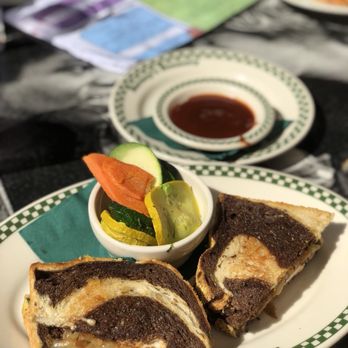 Barney's Beanery - Chicken Chicken Melt on Marbled Rye Loaf with Roasted Veggies and BBQ - Breakfast & Brunch Near Me - Santa Monica, California