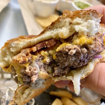 Tranky's Tacos - Bacon cheeseburger. Cooked perfectly and topped with amazing thick cut bacon! - Tex-Mex Near Me - Garland, Texas