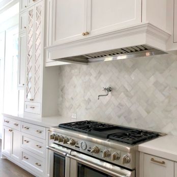 On This Picture We Did Carrera White Quartz Countertops With 3x6