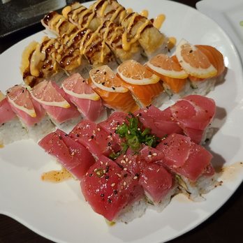 Sushi Nori - Top to bottom: Dancing Roll, Lemon Roll, Hawaiian Roll - Sushi Bars Near Me - Escondido, California Sushi Nori - Top to bottom: Dancing Roll, Lemon Roll, Hawaiian Roll - Sushi Bars Near Me - Escondido, California