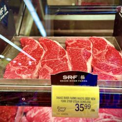 Vons - Look at the marbling on the Snake River Farms Wagyu NewYork strip steak!!