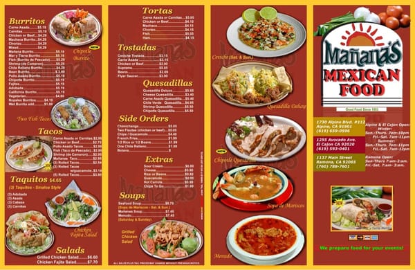 Menu photo 6 Mananas Mexican Food Ramona, CA