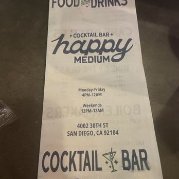 Happy Medium - Menu - Cocktail Bars Near Me - San Diego, California Happy Medium - Menu - Cocktail Bars Near Me - San Diego, California