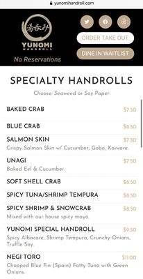 Menu photo 8 Yunomi Handroll Los Angeles, CA Menu photo 8 Yunomi Handroll Los Angeles, CA