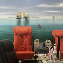 Beautiful mural to take you away while you're getting a fresh pedicure.