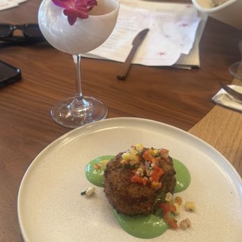 Marelle - Crab cake and star of the sea cocktail - New American Near Me - Santa Monica, California