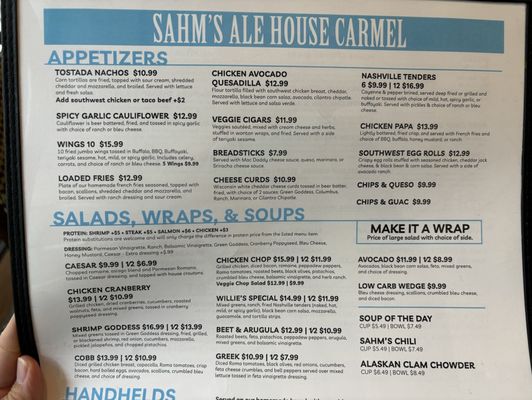 Menu photo 4 Sahm's Ale House Carmel, IN