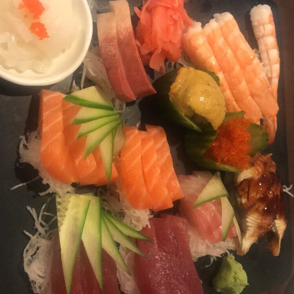 Maluken & Sushi Express - Sashimi (individual picked... salmon, uni, squid, tuna, fish roe, eel, shrimp... forgot the other two) - Sushi Bars Near Me - Brookline, Massachusetts Maluken & Sushi Express - Sashimi (individual picked... salmon, uni, squid, tuna, fish roe, eel, shrimp... forgot the other two) - Sushi Bars Near Me - Brookline, Massachusetts