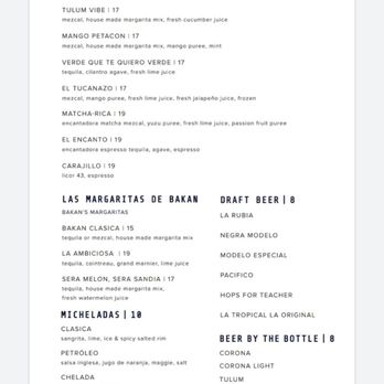 Bakan - Menu - Mexican Near Me - Miami, Florida Bakan - Menu - Mexican Near Me - Miami, Florida