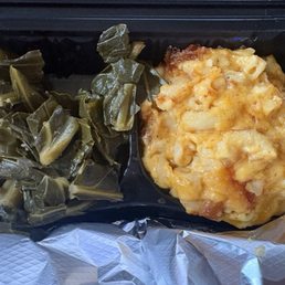 Collards and Mac and cheese