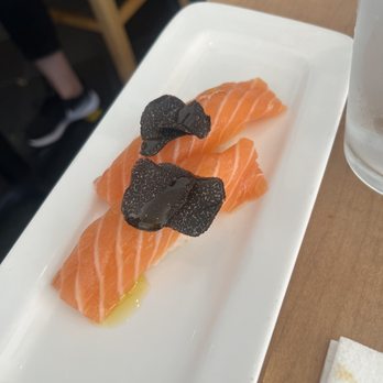 Kabosu - Salmon Sushi with Shaved Truffle - Japanese Near Me - Los Angeles, California Kabosu - Salmon Sushi with Shaved Truffle - Japanese Near Me - Los Angeles, California