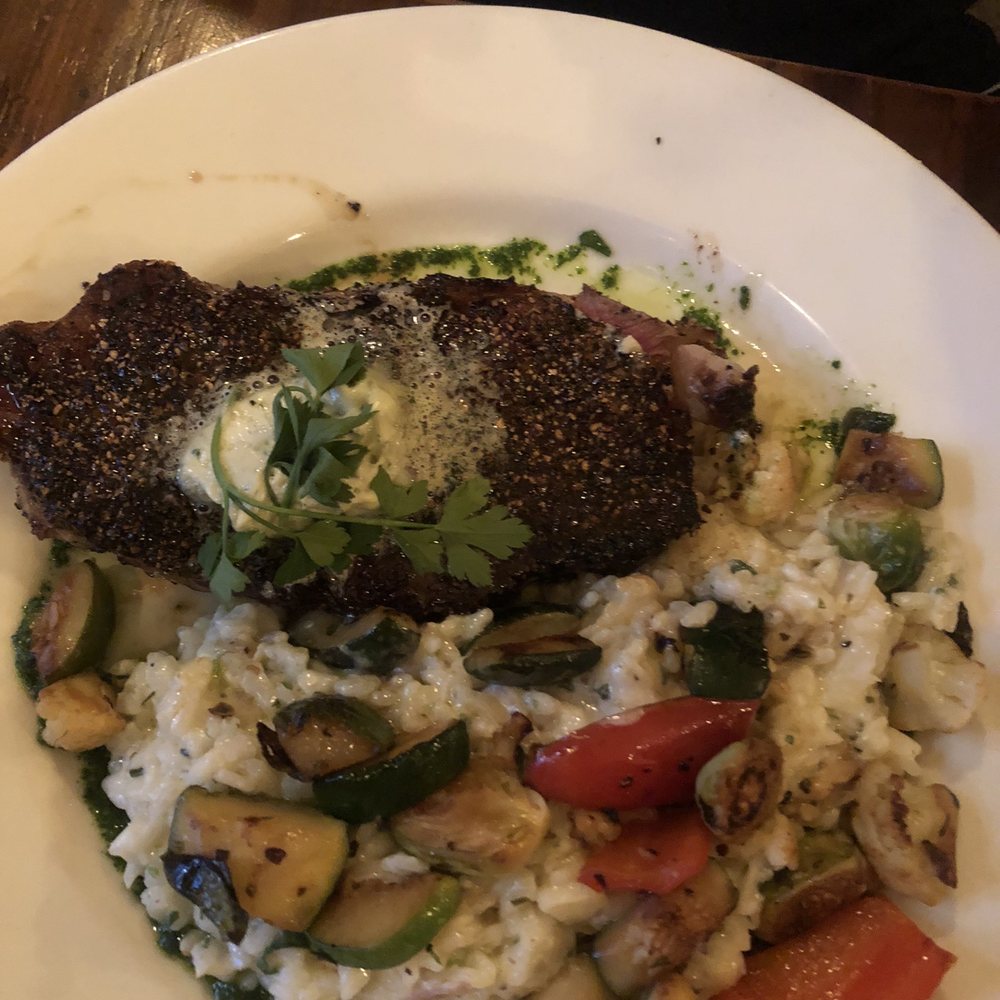HighBrow - Peppercorn encrusted NY Strip - Pizza Near Me - Northampton, Massachusetts HighBrow - Peppercorn encrusted NY Strip - Pizza Near Me - Northampton, Massachusetts